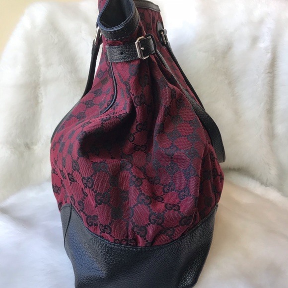 GUCCI CANVAS LARGE FULL MOON TOTE RED/BLACK - Picture 6 of 8